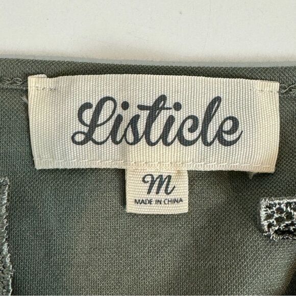 Listicle Khaki Green Floral Appliqué Cami M - Picture 3 of 9